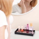 Segbeauty Vanity Tray, Perfume Organizer Tray with PU Leather Pad, Rectangle Tray Metal Perfume Holder Decorative Trays Counter Storage Organizer Dresser Tray for Cologne Cosmetic Makeup Skincare