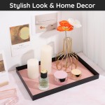 Segbeauty Vanity Tray, Perfume Organizer Tray with PU Leather Pad, Rectangle Tray Metal Perfume Holder Decorative Trays Counter Storage Organizer Dresser Tray for Cologne Cosmetic Makeup Skincare