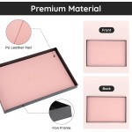 Segbeauty Vanity Tray, Perfume Organizer Tray with PU Leather Pad, Rectangle Tray Metal Perfume Holder Decorative Trays Counter Storage Organizer Dresser Tray for Cologne Cosmetic Makeup Skincare