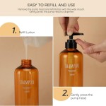 Segbeauty 3pcs 500ml Dispenser Bottles for Liquid Body Soap Shampoo Conditioner Shower Gel Hotel Plastic Press Lotion Dispenser for Bathroom - Brown  