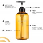 Segbeauty 3pcs 500ml Dispenser Bottles for Liquid Body Soap Shampoo Conditioner Shower Gel Hotel Plastic Press Lotion Dispenser for Bathroom - Brown  