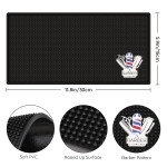  Segbeauty Black Barber Tool Mat 11.8" x5.9" Barber Station Mat Anti-slip Flexible PVC Countertop Protector Mat for Clippers Salon Tools Bar Service Salon Barber Shop Work Station Sink Mat