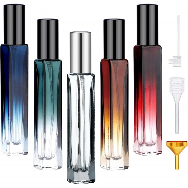Segbeauty Glass Perfume Bottle Set, 5 Pack of 10ML Portable Perfume Travel Refillable with Refill Tool