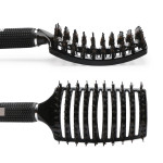 Segbeauty Black Boar Bristle Vented Hair Brush Hair Nylon Detangling Pins Vented Curly Hair Care Scalp Massager 