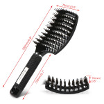 Segbeauty Black Boar Bristle Vented Hair Brush Hair Nylon Detangling Pins Vented Curly Hair Care Scalp Massager 