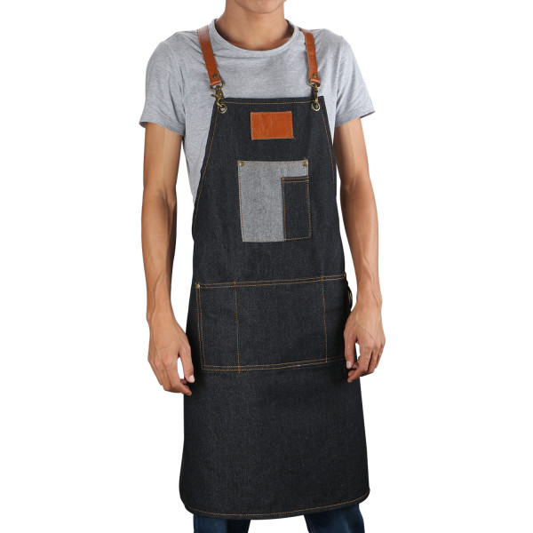 Segbeauty Adjustable Full Length Denim Work Apron 31 Inches Jean Apron with Tool Pockets