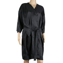 Segbeauty Salon Kimono Client Lounging Robe Smock Dress Spa Massage Client Gown for Beauty Parlor_Black