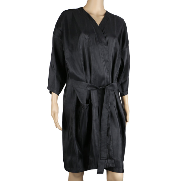 Segbeauty Salon Kimono Client Lounging Robe Smock Dress Spa Massage Client Gown for Beauty Parlor_Black