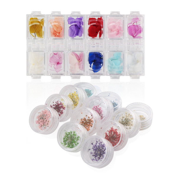 Nail Art Accessories Dried Flowers, Segbeauty 24 Different Colorful Nail Stickers For DIY Crafts Nails Decorations