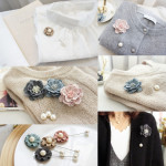 Segbeauty 7pcs Flower Pearl Brooch Pins Women Boutonniere Lapel Hat Pin for Corsages