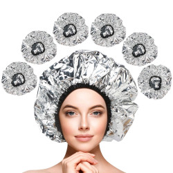 Segbeauty 6Pcs Salon Aluminum Foil Hair Cap Beauty Shower Cap for Long Thick Hair Home and Salon Uses