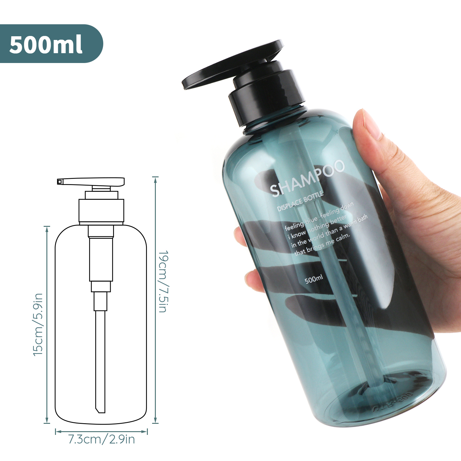 1pc Refillable Shampoo, Conditioner, Shower Gel, Hand Soap Dispenser Bottle  With Pump, Clear Plastic Press Bottle For Distributing. 300ml And 500ml  Options Available.