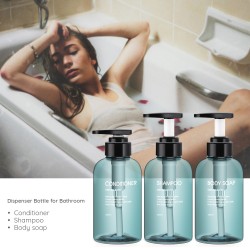 Segbeauty 3pcs Bathroom Dispenser Bottles 300ml Refillable Pump Bottles Liquid Body Soap Shampoo Conditioner