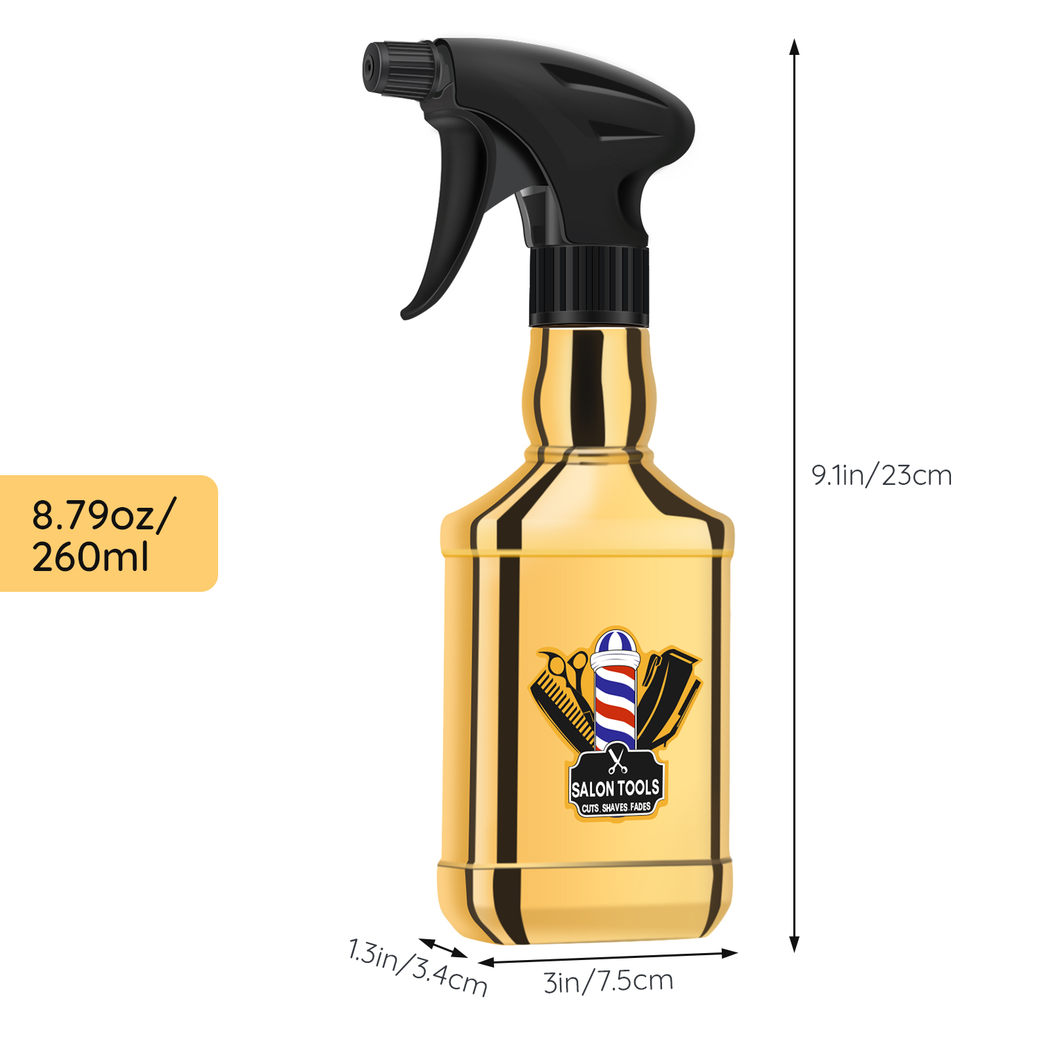 Gold Spray Mist Bottle 10.5 oz - Barber Salon Supply