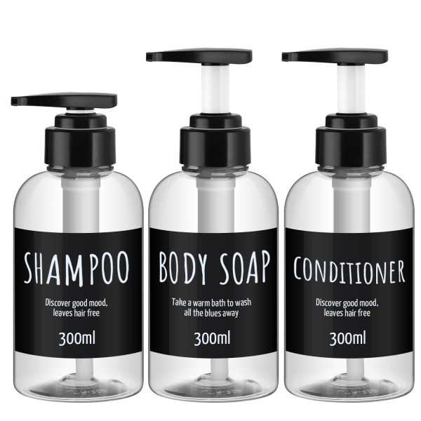 Segbeauty 3pcs/set 300ML Soap Dispenser Bottle Bathroom Shampoo Bottle Pump Press Type Lotion Container