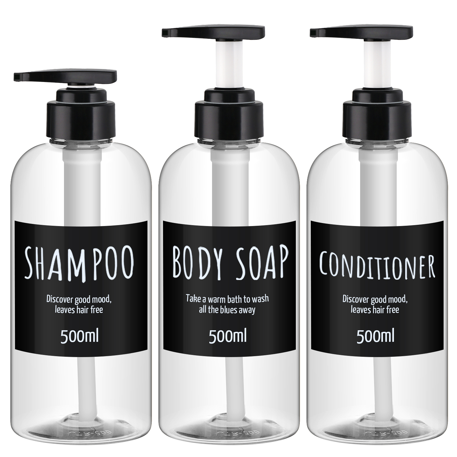 500ML Shampoo Dispenser Plastic Pump Shower Bottle