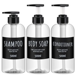 Segbeauty 3pcs/set 500ML Refillable Shampoo Dispenser Plastic Pump Shower Bottle Refillable Shampoo Conditioner