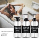 Segbeauty 3pcs/set 500ML Refillable Shampoo Dispenser Plastic Pump Shower Bottle Refillable Shampoo Conditioner