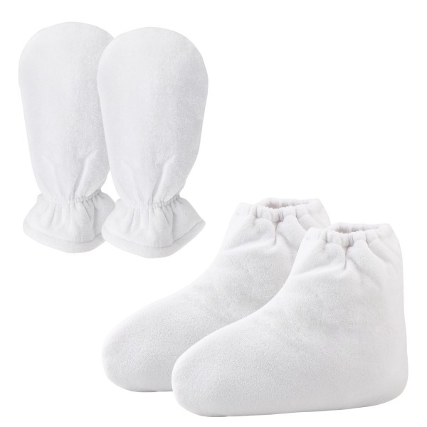 Segbeauty White Paraffin Wax Mitts and Booties Terry Cloth Mittens Paraffin Warmers SPA Heated Therapy