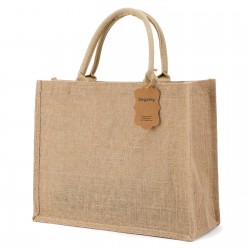 Seganty Shopping bag, Burlap Bags with Laminated Interior and Soft Handles