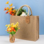 Seganty Shopping bag, Burlap Bags with Laminated Interior and Soft Handles