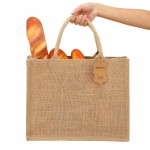 Seganty Shopping bag, Burlap Bags with Laminated Interior and Soft Handles