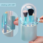 Segbeauty Makeup Brush Organizer with Pearls Plastic Dustproof Cosmetic Eyeliner Eyeshadow Brush Blue Storage Box