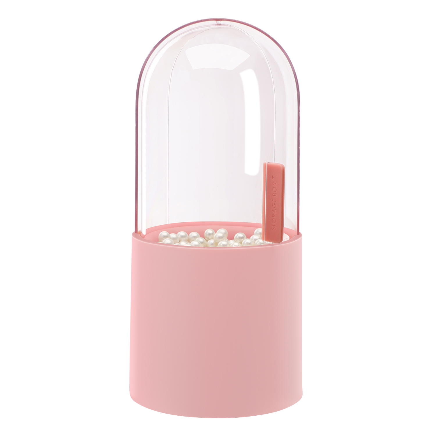 Acrylic Clear Brush Holder with Pink Pearls 