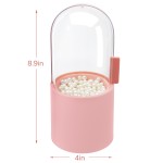 Segbeauty Makeup Brush Holder with Lid 8.9” Plastic Pink Dustproof Cosmetic Eyeliner Eyeshadow Brush Container with Pearls
