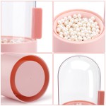 Segbeauty Makeup Brush Holder with Lid 8.9” Plastic Pink Dustproof Cosmetic Eyeliner Eyeshadow Brush Container with Pearls