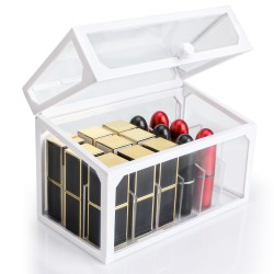 Segbeauty Lipstick Makeup Organizer 18 Slots Cosmetic Storage Box with Lid Beauty Transparent Dust-proof Cosmetic Holder