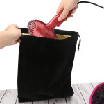 Segbeauty Hair Dryer Bag Storage Bag Stain Liner Drawstring Velvet Pouch Black Gym Bag Garment Organizer for Diffuser